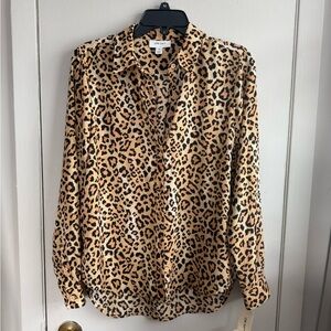 Leopard Print Button-Up Blouse